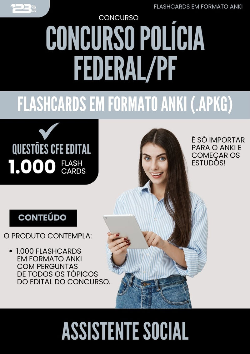 Flashcards para Concurso Policia Federal Pf 2025 Assistente Social - 1.000 Flashcards de Acordo com Edital