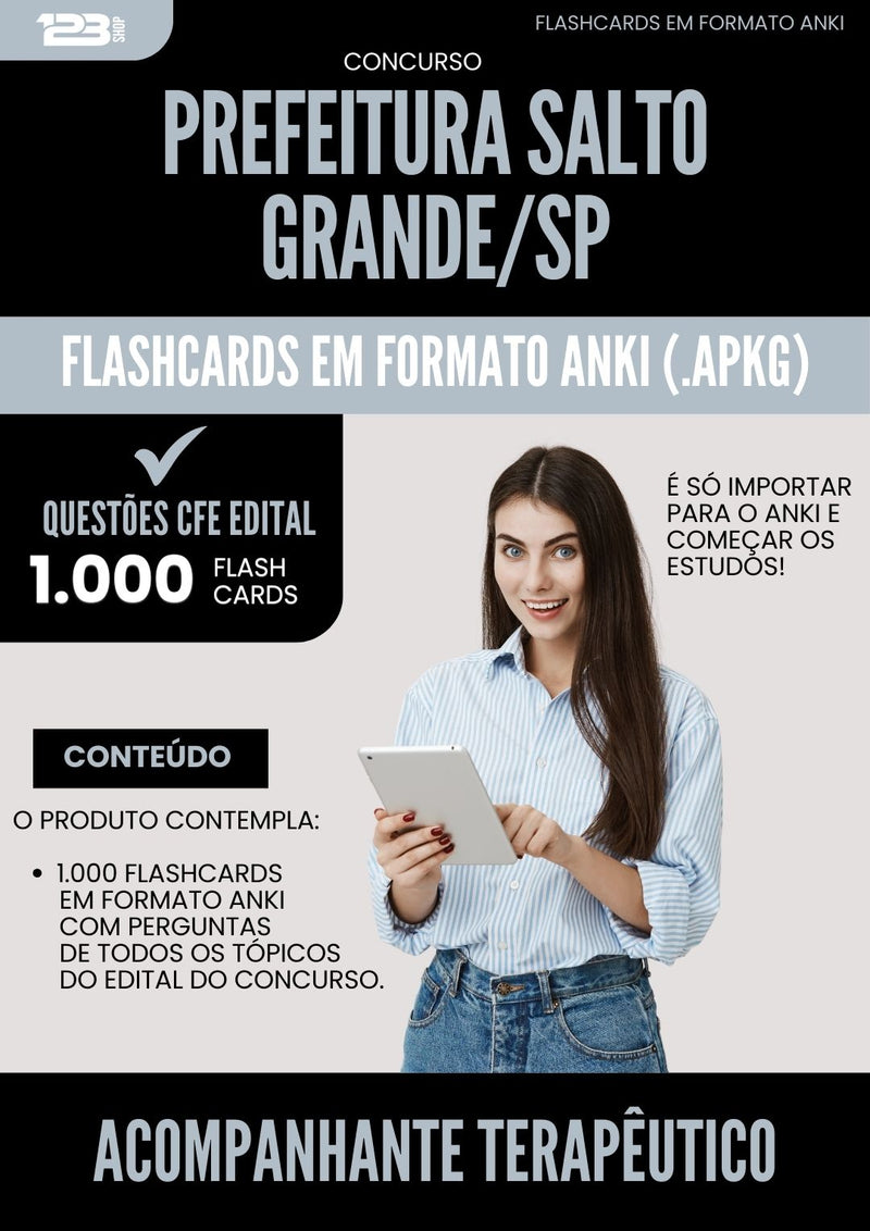 Flashcards para Concurso Acompanhante Terapeutico da Prefeitura Salto Grande Sp 2025 - 1.000 Flashcards de Acordo com Edital
