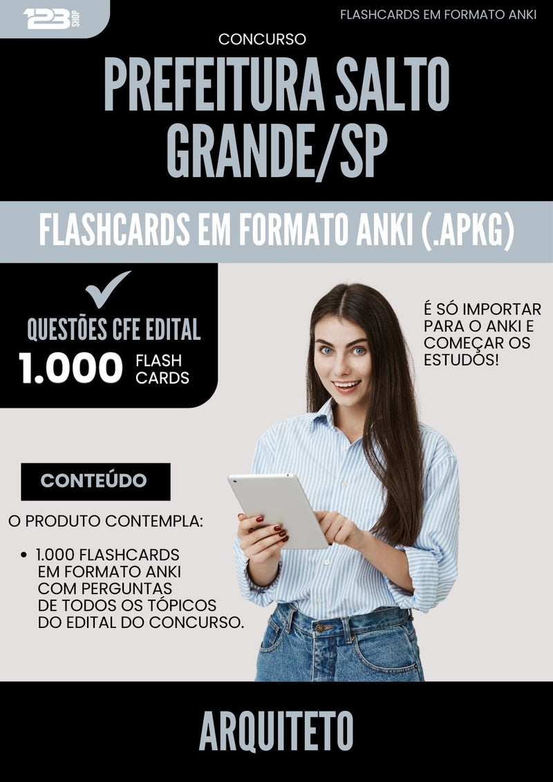 Flashcards para Concurso Arquiteto da Prefeitura Salto Grande Sp 2025 - 1.000 Flashcards de Acordo com Edital