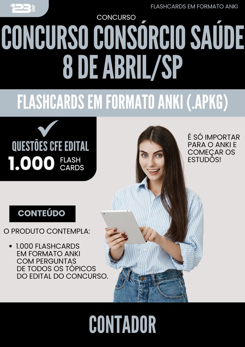 Flashcards para Concurso Contador Consorcio da Prefeitura Saude 8 De Abril Sp 2025 - 1.000 Flashcards de Acordo com Edital