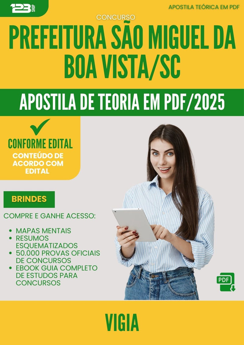 Apostila Teórica para Concurso Vigia Sao Miguel Da da Prefeitura Boa Vista Sc 2025 - Conteúdo de Acordo com Edital
