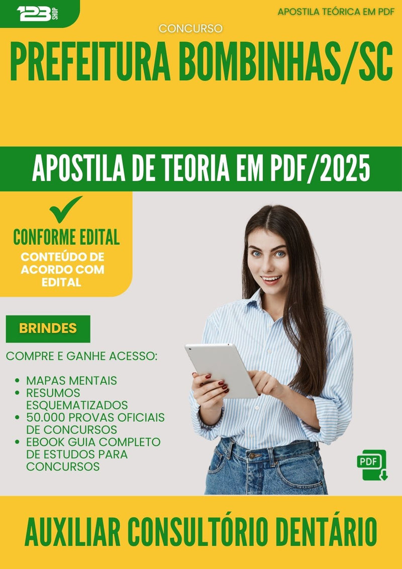 Apostila Teórica para Concurso Auxiliar Consultorio Dentario da Prefeitura Bombinhas Sc 2025 - Conteúdo de Acordo com Edital
