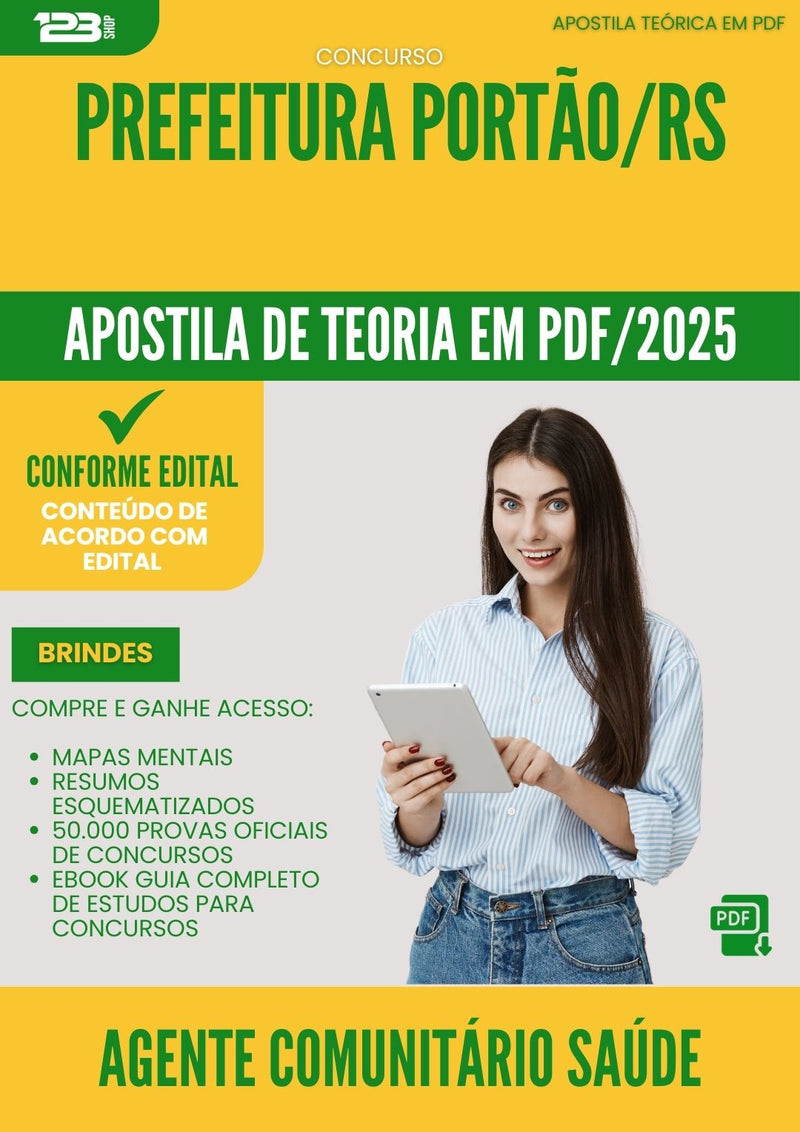 Apostila Teórica para Concurso Agente Comunitario Saude da Prefeitura Portao Rs 2025 - Conteúdo de Acordo com Edital
