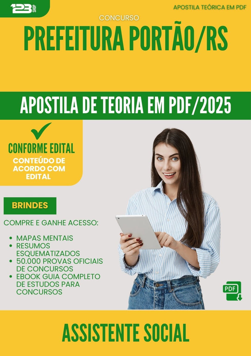 Apostila Teórica para Concurso Assistente Social da Prefeitura Portao Rs 2025 - Conteúdo de Acordo com Edital