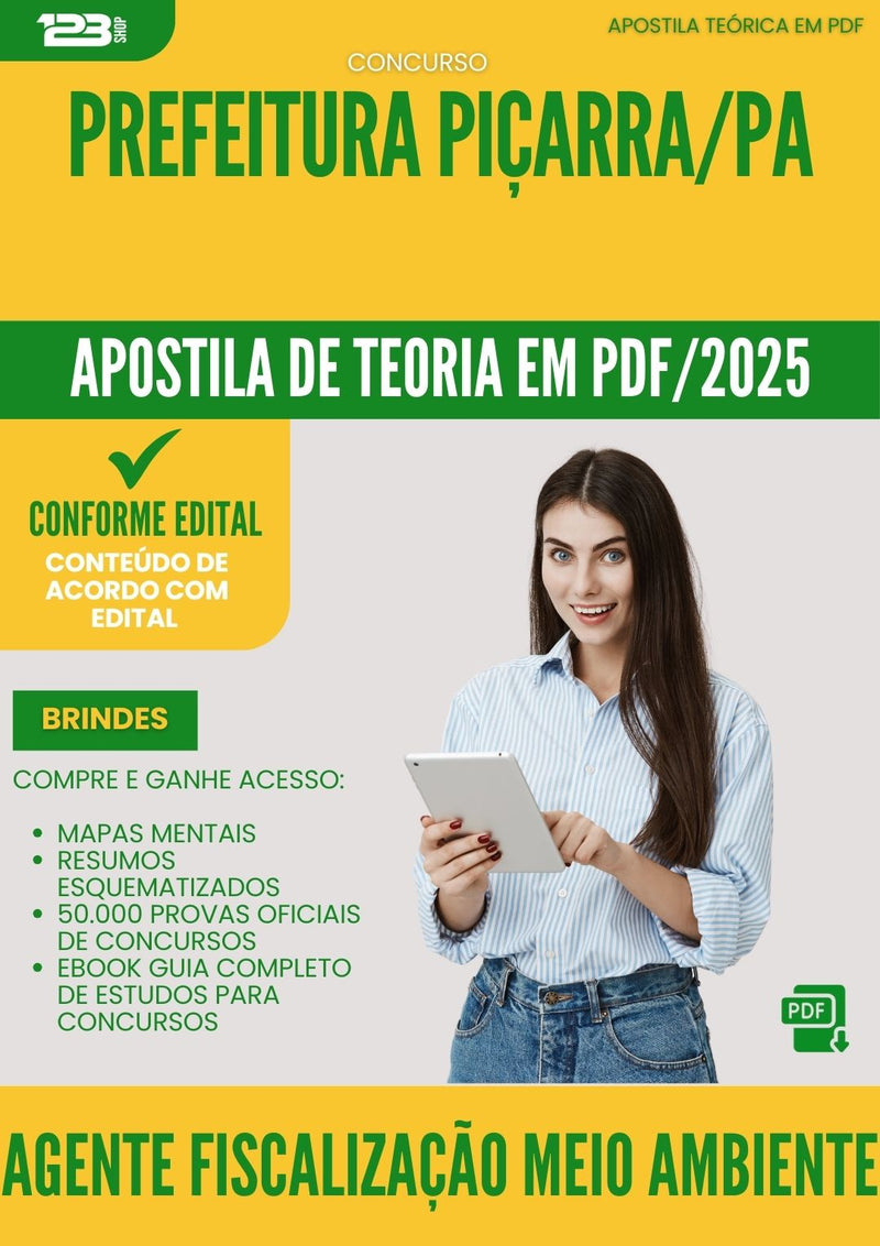 Apostila Teórica para Concurso Agente Fiscalizacao Meio Ambiente da Prefeitura Picarra Pa 2025 - Conteúdo de Acordo com Edital