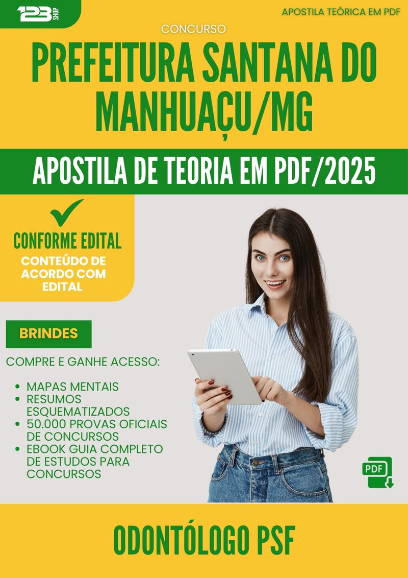 Apostila Teórica para Concurso Odontologo Psf Santana Do da Prefeitura Manhuacu Mg 2025 - Conteúdo de Acordo com Edital