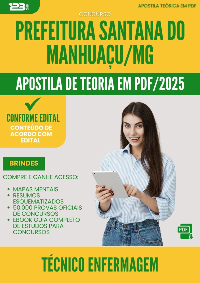 Apostila Teórica para Concurso Tecnico Enfermagem Santana Do da Prefeitura Manhuacu Mg 2025 - Conteúdo de Acordo com Edital
