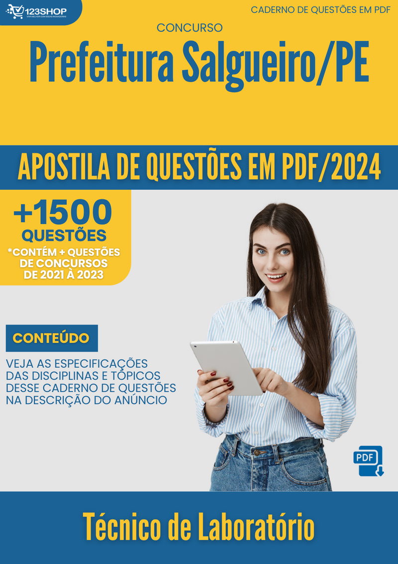 Apostila de Questões para Concurso da Prefeitura Salgueiro/PE 2024 Técnico de Laboratório - Mais de 1.500 Questões Gabaritadas | loja123shop