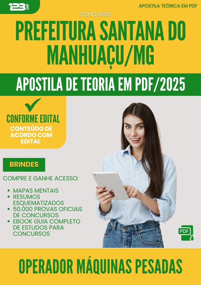 Apostila Teórica para Concurso Operador Maquinas Pesadas Santana Do da Prefeitura Manhuacu Mg 2025 - Conteúdo de Acordo com Edital