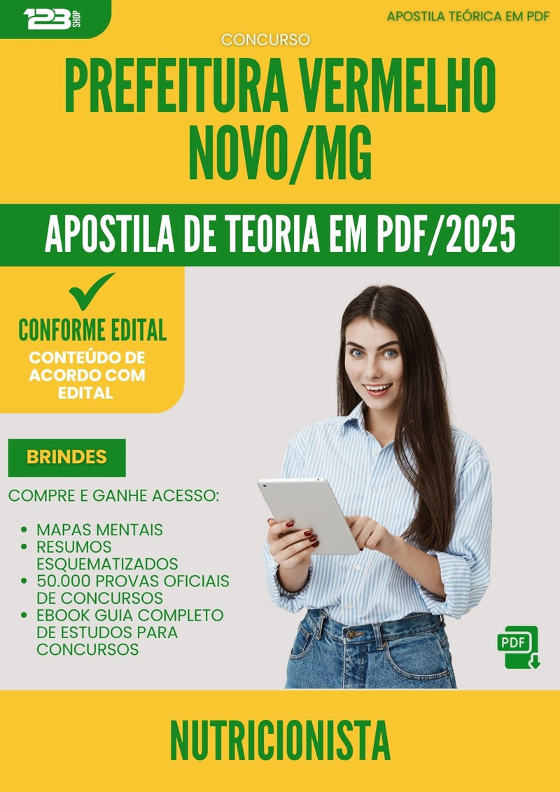 Apostila Teórica para Concurso Nutricionista da Prefeitura Vermelho Novo Mg 2025 - Conteúdo de Acordo com Edital