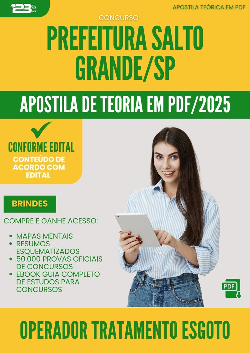 Apostila Teórica para Concurso Operador De Tratamento De Esgoto da Prefeitura Salto Grande Sp 2025 - Conteúdo de Acordo com Edital