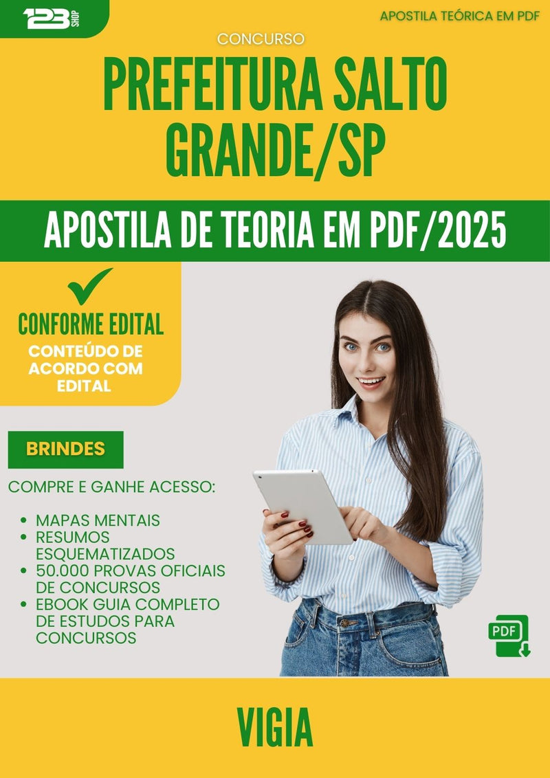 Apostila Teórica para Concurso Vigia da Prefeitura Salto Grande Sp 2025 - Conteúdo de Acordo com Edital