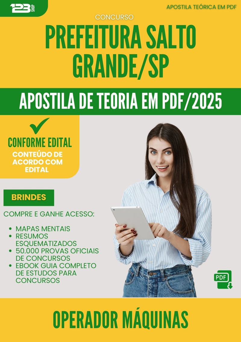 Apostila Teórica para Concurso Operador De Maquinas da Prefeitura Salto Grande Sp 2025 - Conteúdo de Acordo com Edital