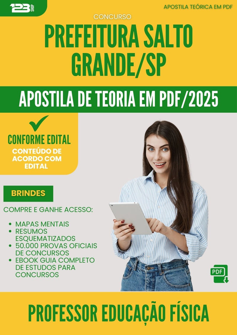 Apostila Teórica para Concurso Professor De Educacao Fisica da Prefeitura Salto Grande Sp 2025 - Conteúdo de Acordo com Edital