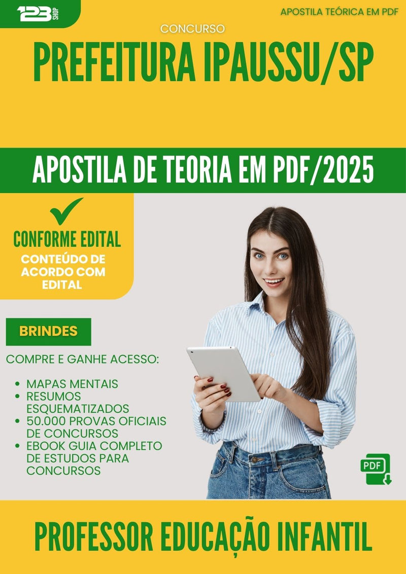 Apostila Teórica para Concurso Professor De Educacao Infantil da Prefeitura Ipaussu Sp 2025 - Conteúdo de Acordo com Edital