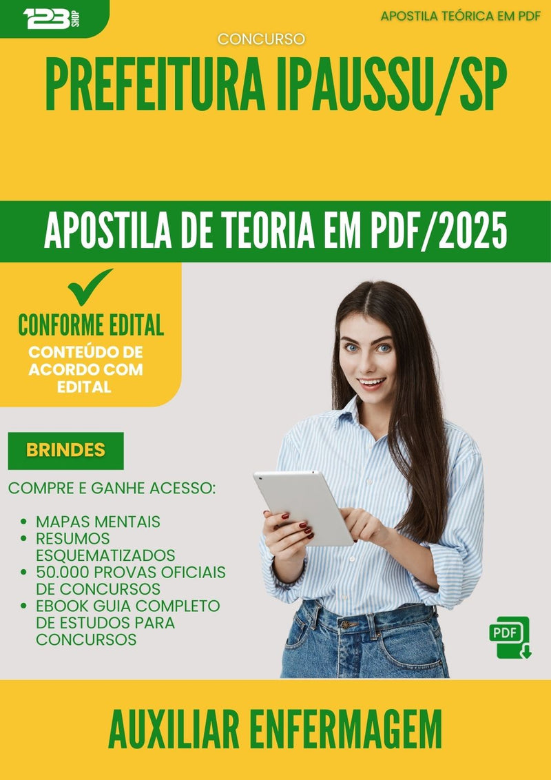 Apostila Teórica para Concurso Auxiliar De Enfermagem da Prefeitura Ipaussu Sp 2025 - Conteúdo de Acordo com Edital