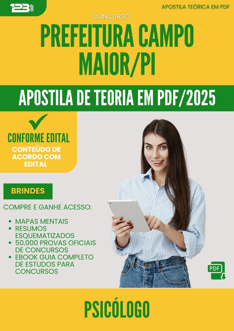 Apostila Teórica para Concurso Psicologo da Prefeitura Campo Maior Pi 2025 - Conteúdo de Acordo com Edital