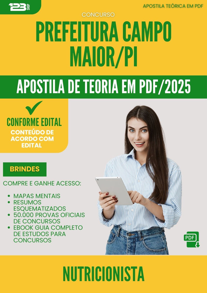 Apostila Teórica para Concurso Nutricionista da Prefeitura Campo Maior Pi 2025 - Conteúdo de Acordo com Edital