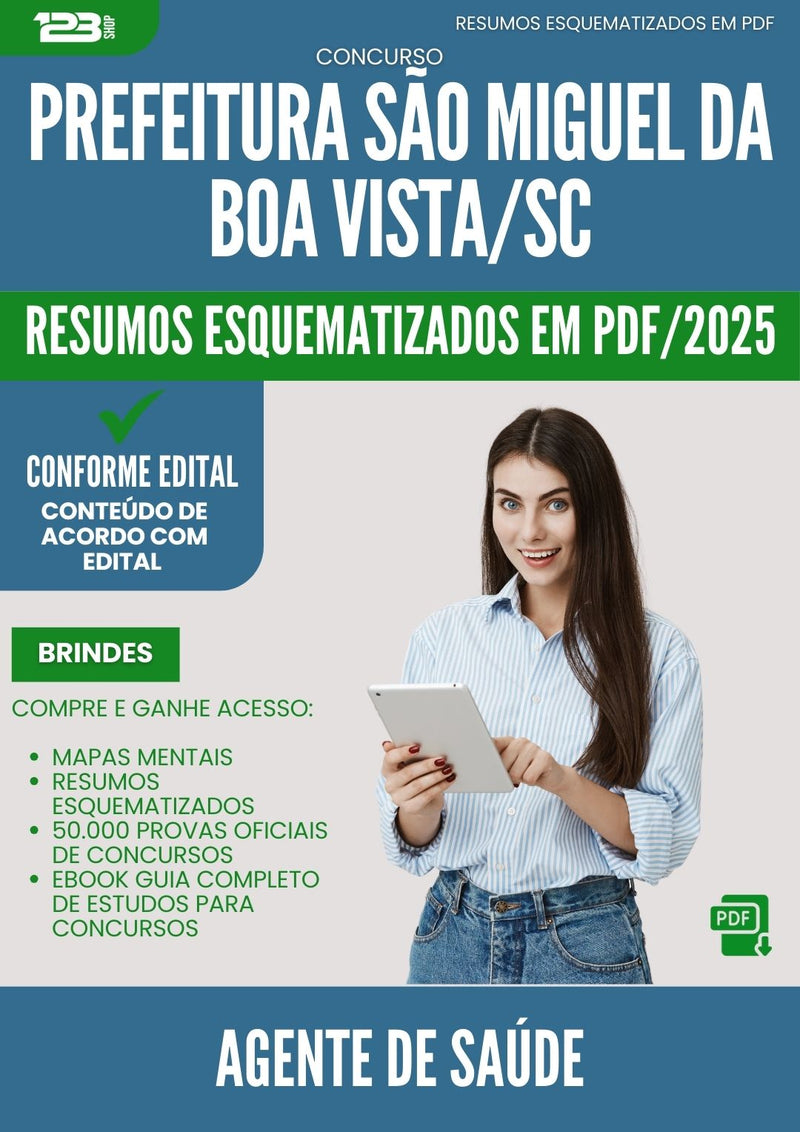 Resumos Esquematizados para Concurso Agente Saude Sao Miguel Da da Prefeitura Boa Vista Sc 2025 - Conteúdo de Acordo com Edital