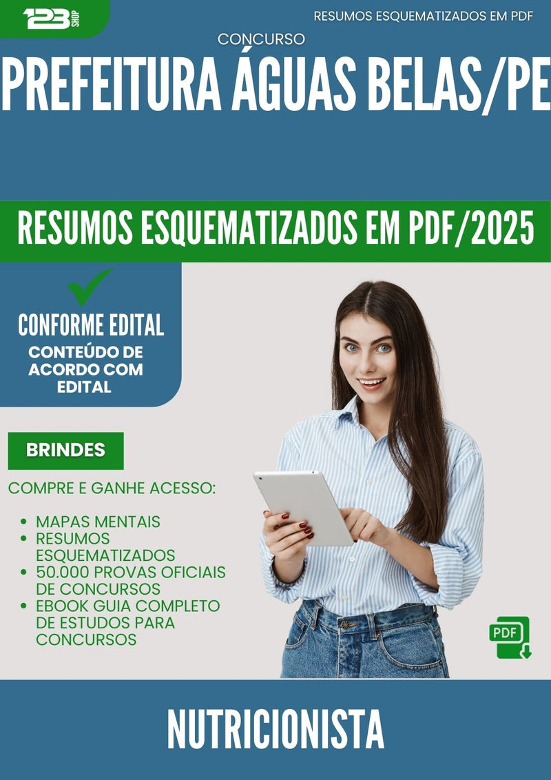 Resumos Esquematizados para Concurso Nutricionista da Prefeitura Aguas Belas Pe 2025 - Conteúdo de Acordo com Edital