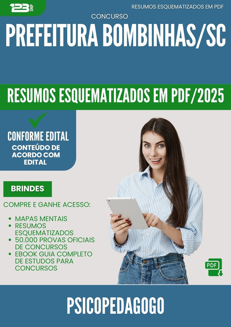 Resumos Esquematizados para Concurso Psicopedagogo da Prefeitura Bombinhas Sc 2025 - Conteúdo de Acordo com Edital
