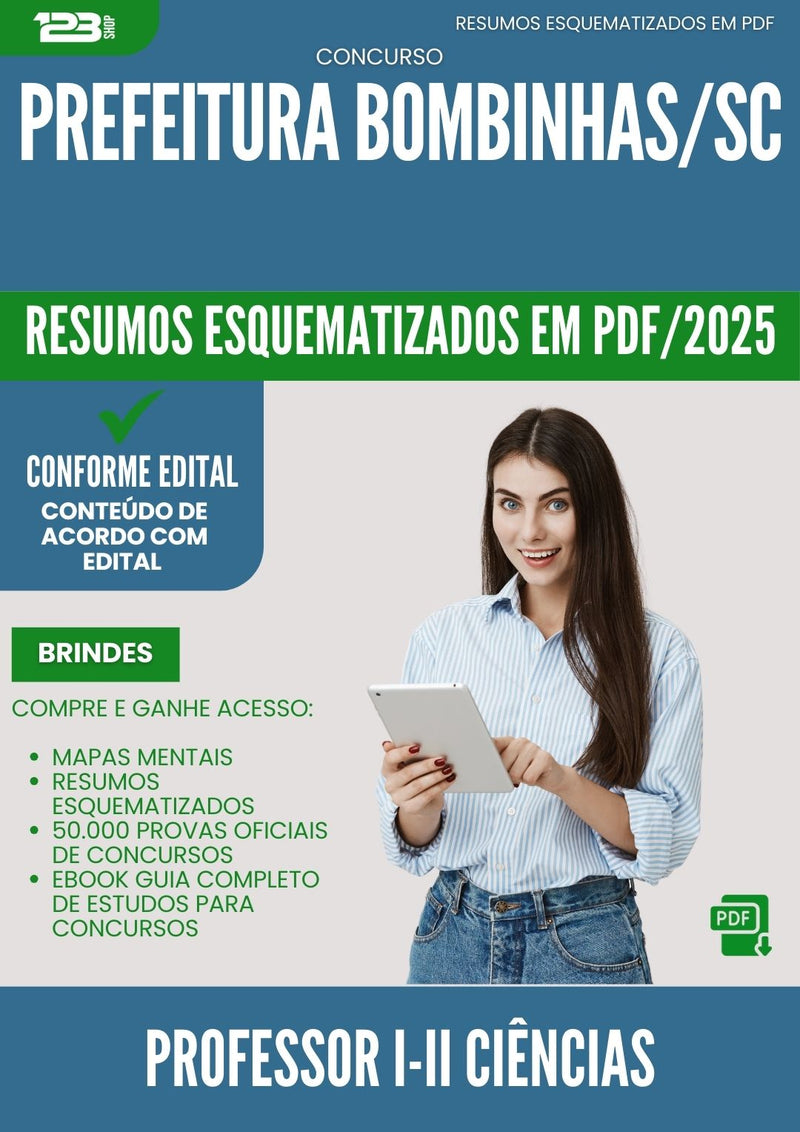 Resumos Esquematizados para Concurso Professor I Ii Ciencias da Prefeitura Bombinhas Sc 2025 - Conteúdo de Acordo com Edital