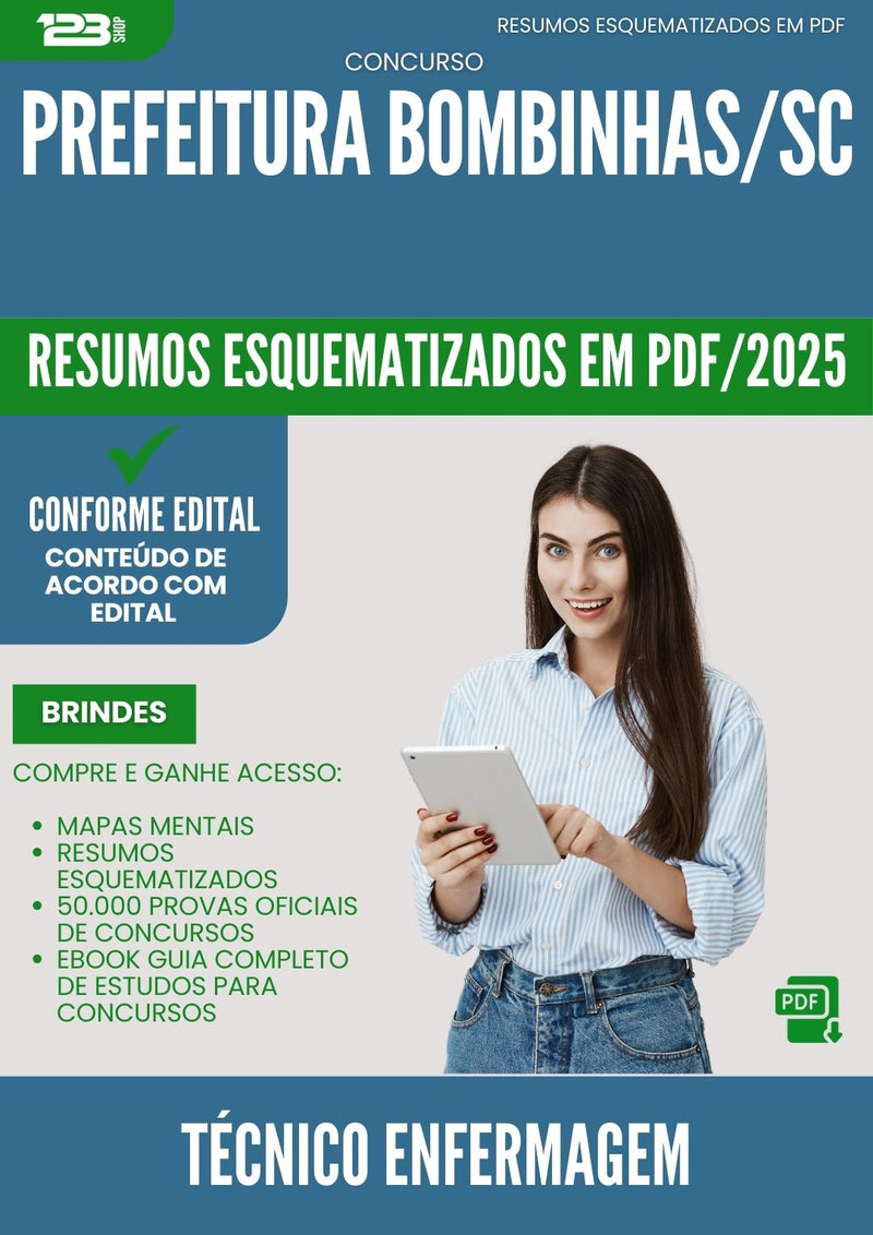 Resumos Esquematizados para Concurso Tecnico Enfermagem da Prefeitura Bombinhas Sc 2025 - Conteúdo de Acordo com Edital