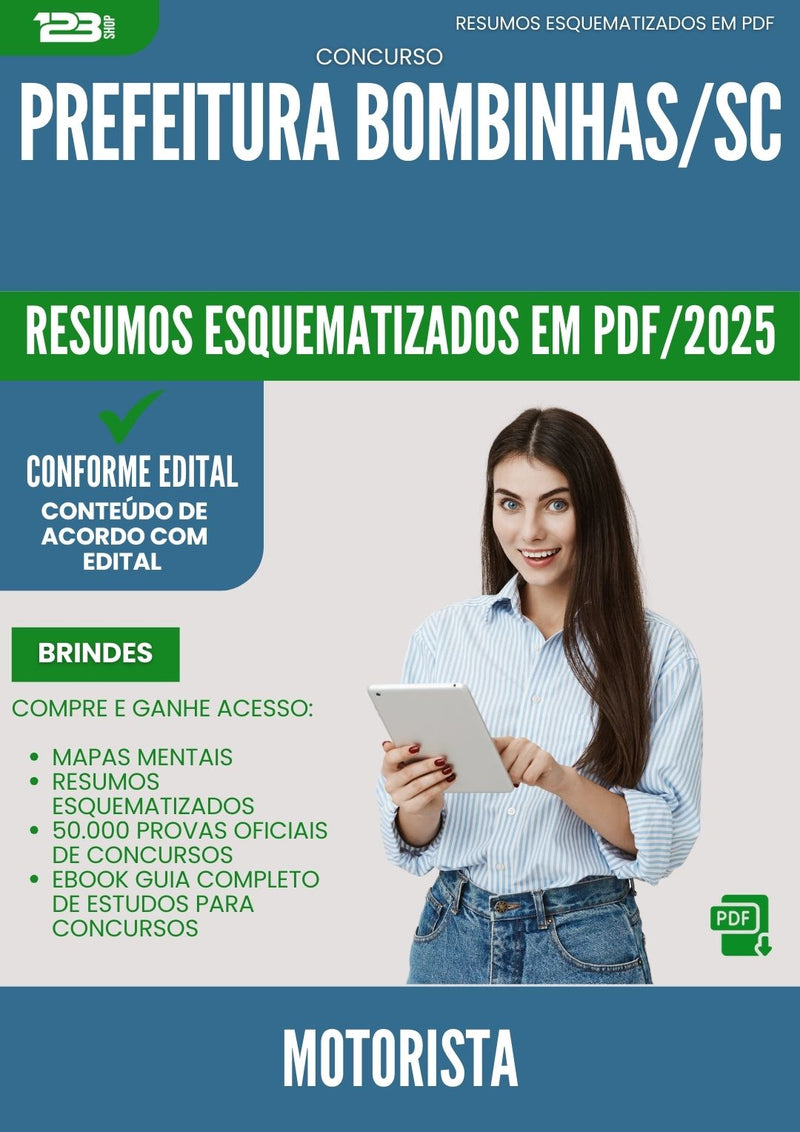 Resumos Esquematizados para Concurso Motorista da Prefeitura Bombinhas Sc 2025 - Conteúdo de Acordo com Edital