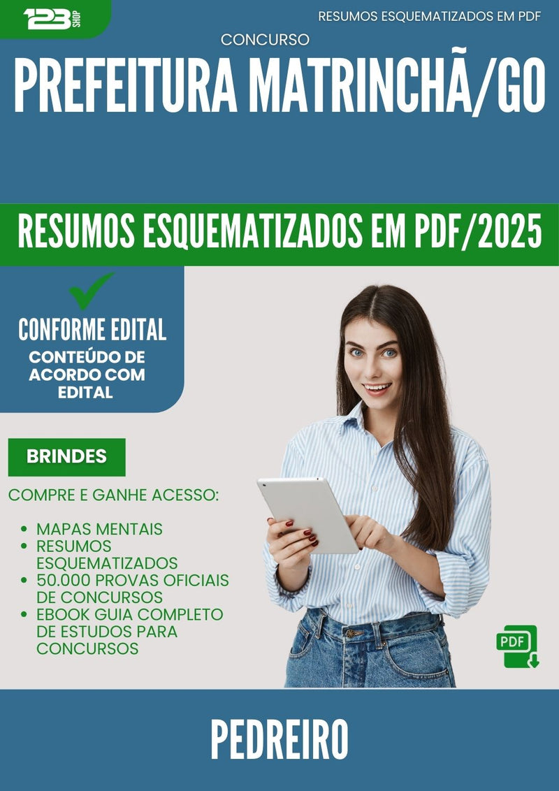 Resumos Esquematizados para Concurso Pedreiro da Prefeitura Matrincha Go 2025 - Conteúdo de Acordo com Edital