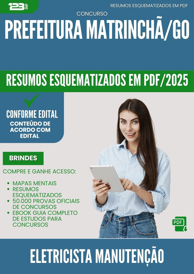 Resumos Esquematizados para Concurso Eletricista Manutencao da Prefeitura Matrincha Go 2025 - Conteúdo de Acordo com Edital