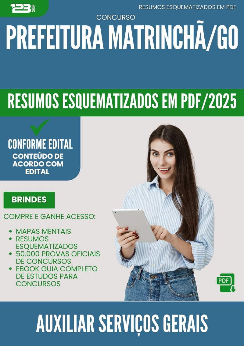 Resumos Esquematizados para Concurso Auxiliar Servicos Gerais da Prefeitura Matrincha Go 2025 - Conteúdo de Acordo com Edital