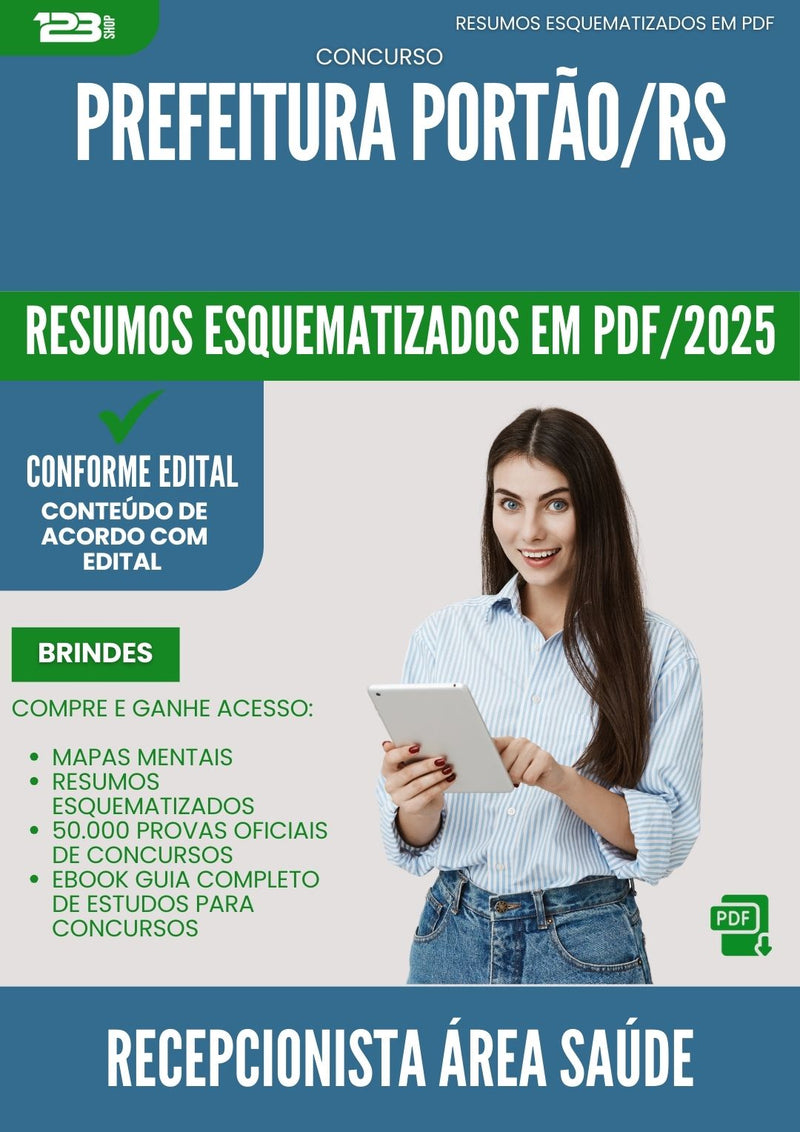 Resumos Esquematizados para Concurso Recepcionista Area Saude da Prefeitura Portao Rs 2025 - Conteúdo de Acordo com Edital