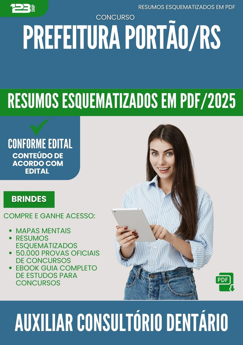 Resumos Esquematizados para Concurso Auxiliar Consultorio Dentario da Prefeitura Portao Rs 2025 - Conteúdo de Acordo com Edital