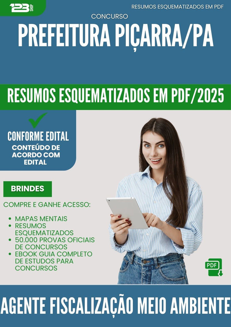 Resumos Esquematizados para Concurso Agente Fiscalizacao Meio Ambiente da Prefeitura Picarra Pa 2025 - Conteúdo de Acordo com Edital