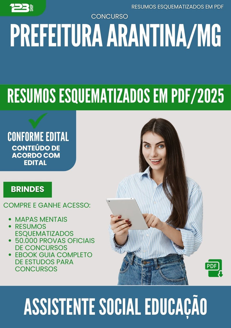 Resumos Esquematizados para Concurso Assistente Social Educacao da Prefeitura Arantina Mg 2025 - Conteúdo de Acordo com Edital