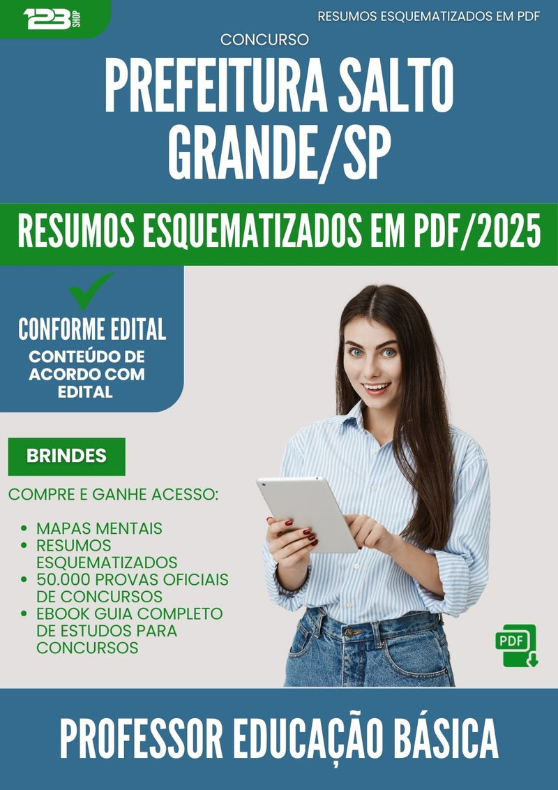 Resumos Esquematizados para Concurso Professor De Educacao Basica da Prefeitura Salto Grande Sp 2025 - Conteúdo de Acordo com Edital