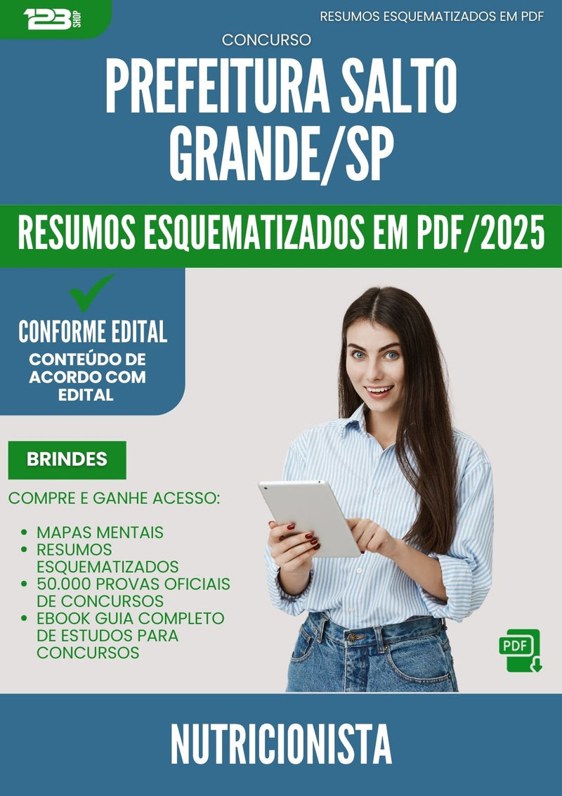 Resumos Esquematizados para Concurso Nutricionista da Prefeitura Salto Grande Sp 2025 - Conteúdo de Acordo com Edital