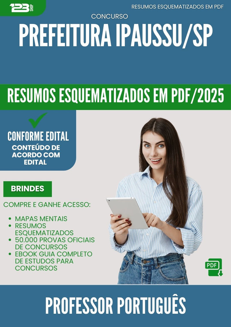 Resumos Esquematizados para Concurso Professor De Portugues da Prefeitura Ipaussu Sp 2025 - Conteúdo de Acordo com Edital