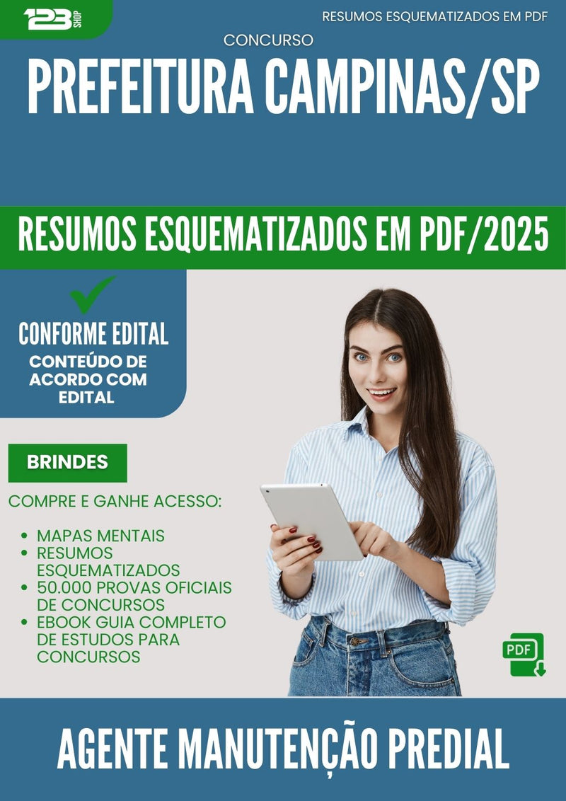 Resumos Esquematizados para Concurso Agente Manutencao Predial da Prefeitura Campinas Sp 2025 - Conteúdo de Acordo com Edital