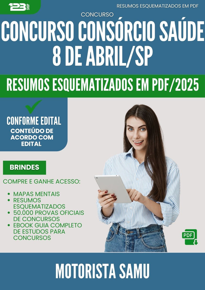 Resumos Esquematizados para Concurso Motorista Samu Consorcio da Prefeitura Saude 8 De Abril Sp 2025 - Conteúdo de Acordo com Edital