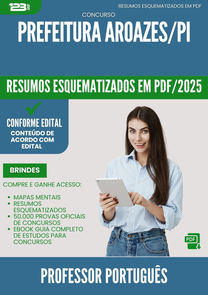 Resumos Esquematizados para Concurso Professor De Portugues da Prefeitura Aroazes Pi 2025 - Conteúdo de Acordo com Edital