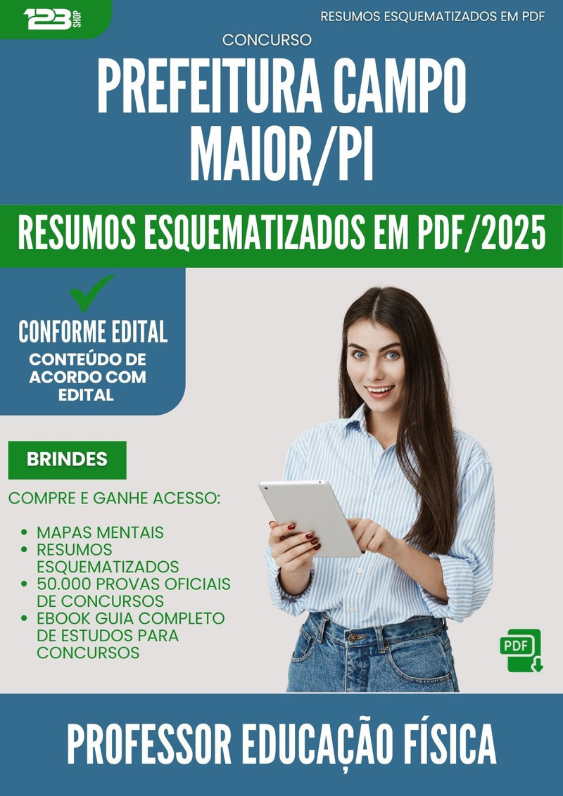 Resumos Esquematizados para Concurso Professor Educacao Fisica da Prefeitura Campo Maior Pi 2025 - Conteúdo de Acordo com Edital