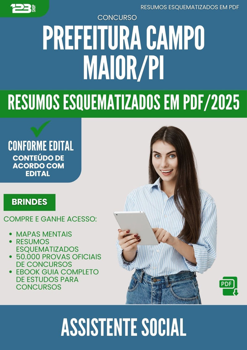 Resumos Esquematizados para Concurso Assistente Social da Prefeitura Campo Maior Pi 2025 - Conteúdo de Acordo com Edital