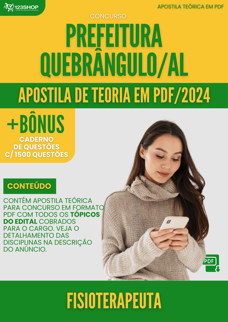 Apostila Teórica para Concurso Pref Quebrangulo AL 2024 Fisioterapeuta - Com Caderno de Questões | loja123shop