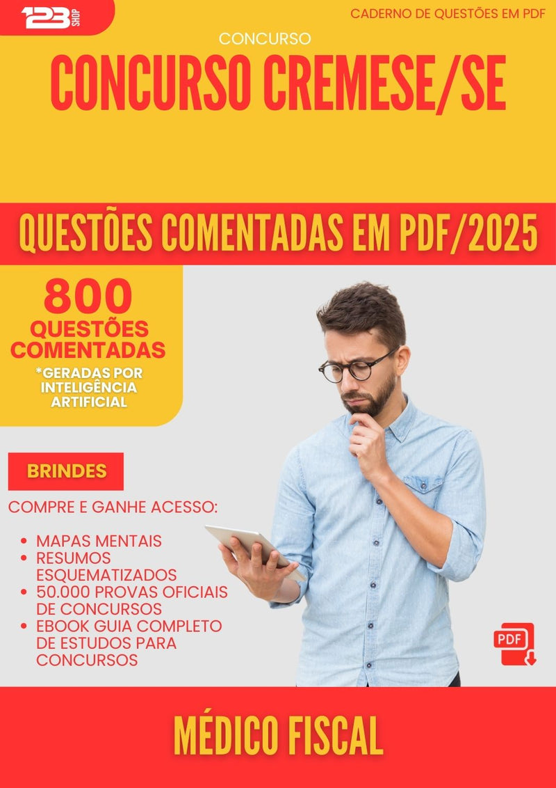 800 Questões Comentadas para Concurso Medico Fiscal Cremese Se 2025 - 800 Questões