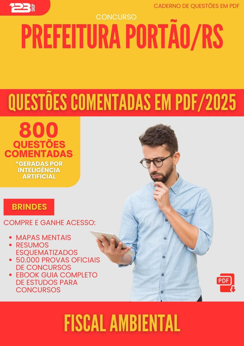 800 Questões Comentadas para Concurso Fiscal Ambiental da Prefeitura Portao Rs 2025 - 800 Questões