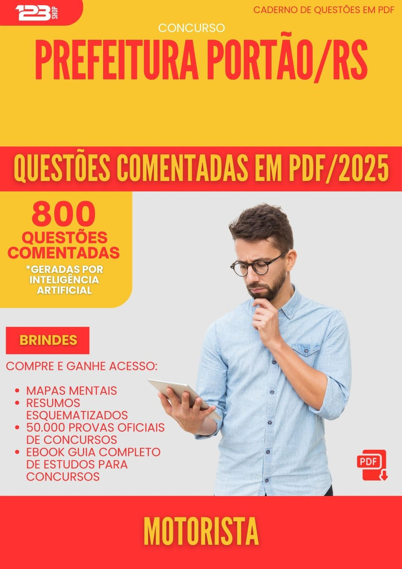 800 Questões Comentadas para Concurso Motorista da Prefeitura Portao Rs 2025 - 800 Questões