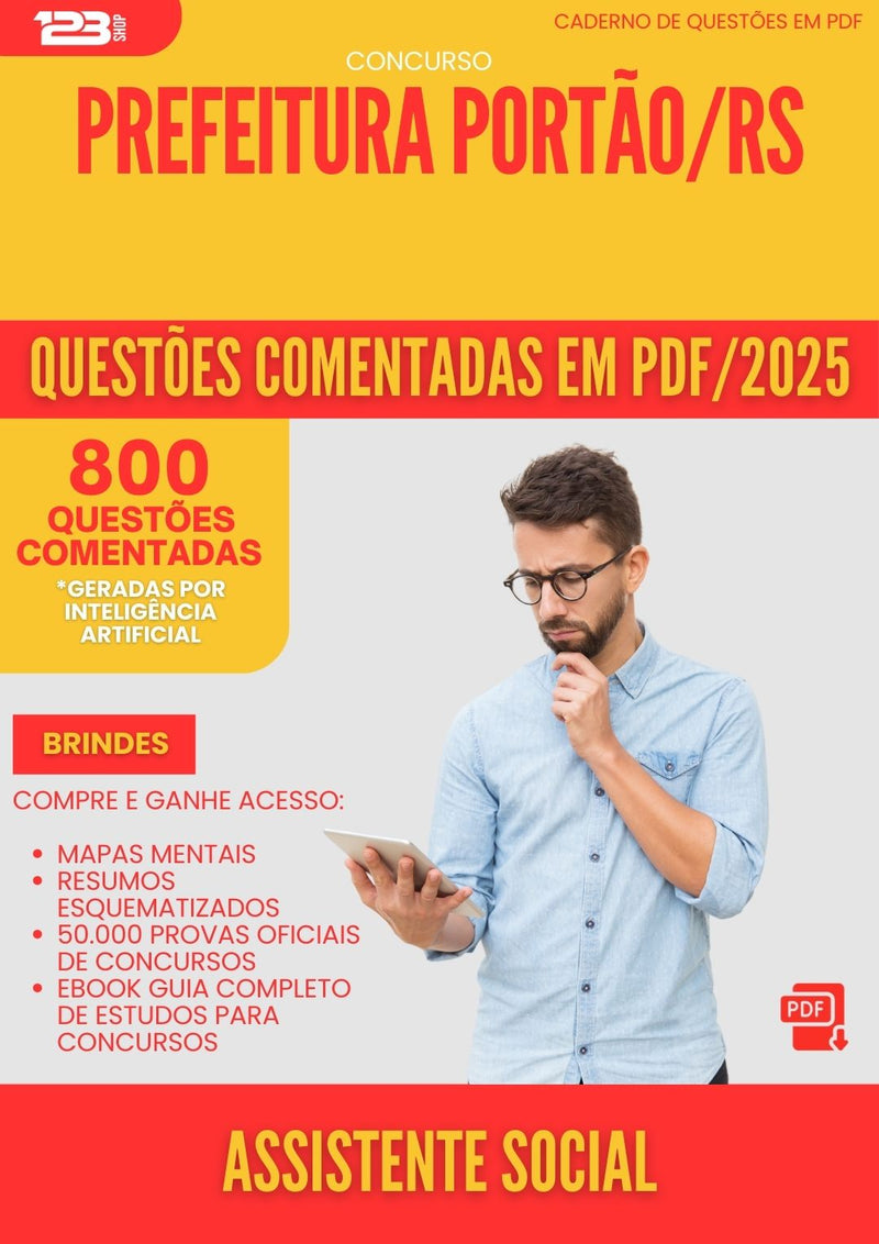 800 Questões Comentadas para Concurso Assistente Social da Prefeitura Portao Rs 2025 - 800 Questões