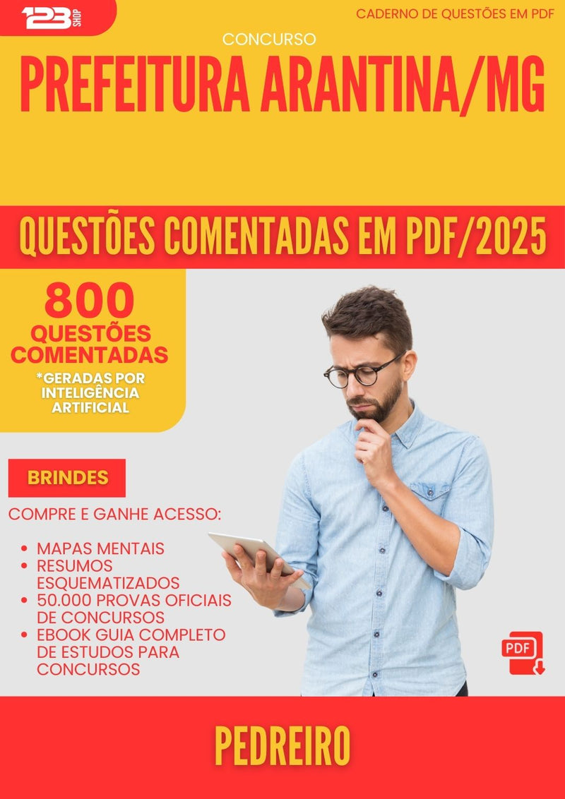 800 Questões Comentadas para Concurso Pedreiro da Prefeitura Arantina Mg 2025 - 800 Questões