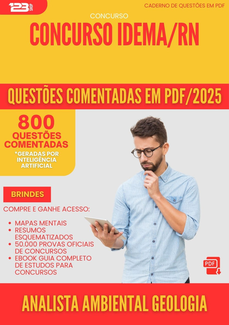 800 Questões Comentadas para Concurso Analista Ambiental Geologia Idema Rn 2025 - 800 Questões